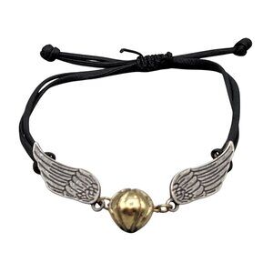 Harry Potter Golden Snitch Winged Bracelet Warner Bros Adjustable Black Cord